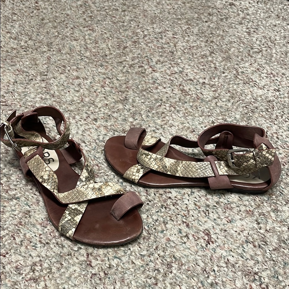 Michael kors snakeskin Brown and Tan Strappy Sandals